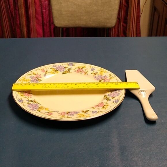 Andrea by Sadek Floral Ceramic Cake Plate and Server Set - Picture 2 of 6